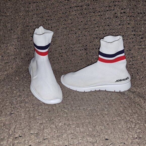 JOSHUA SANDERS-Joshuas Jump High Too Sock Sneakers-White-Sz 35-Excellent - Picture 1 of 7